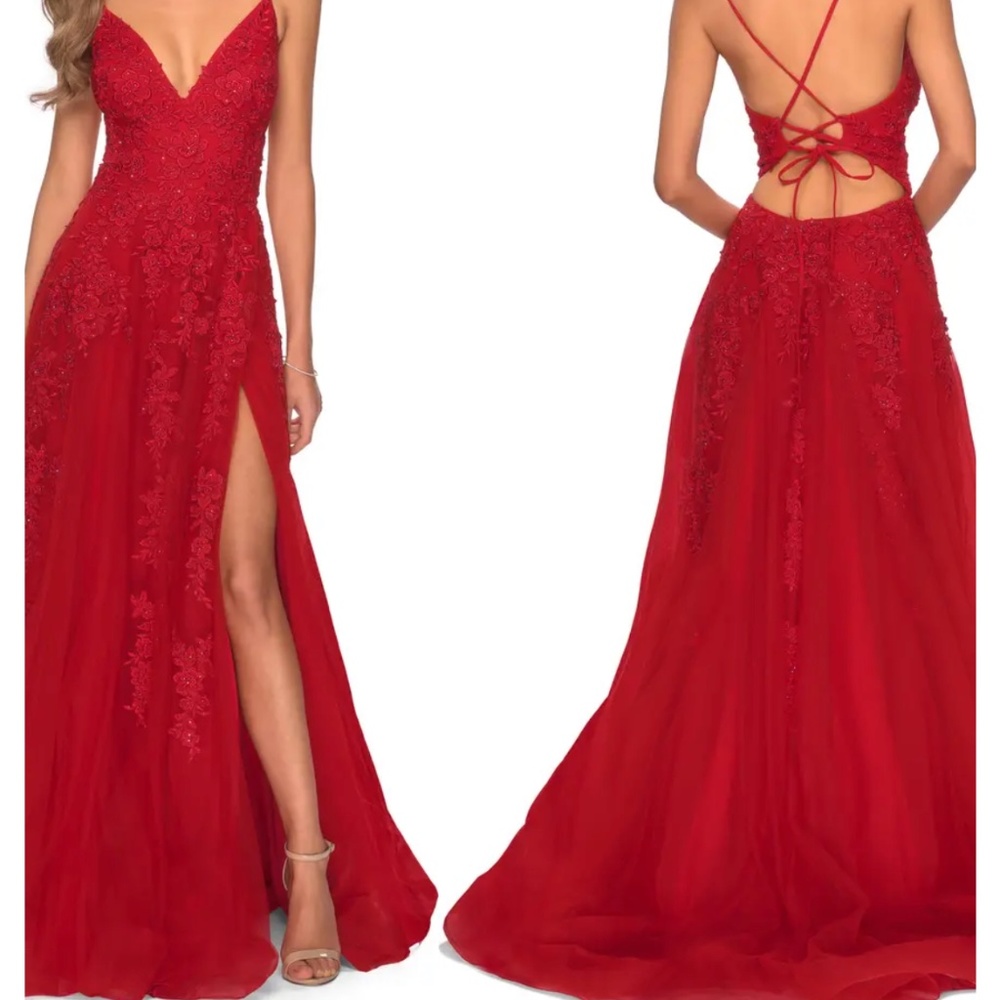 Red prom dress by LaFemme size 0